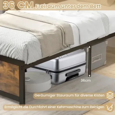 Rám postele 90 x 200 cm Průmyslový rám postele s čelem a lamelovým roštem