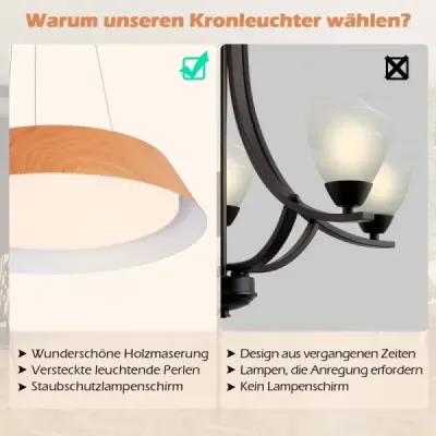 21W LED stropní svítidlo energeticky úsporné stropní svítidlo s dřevěným kovovým rámem příroda