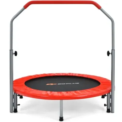 ?101 cm skládací mini trampolína Fitness trampolína s výškově nastavitelnou rukojetí Modrá + černá