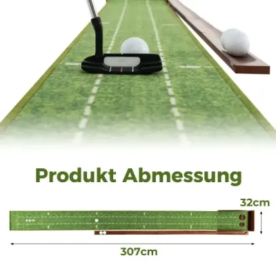 Golf Putting Mat se 2 jamkami a 3 golfovými míčky a umělým trávníkem Golf Mat Putting Trainer Green