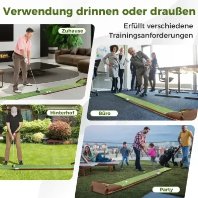 Golf Putting Mat se 2 jamkami a 3 golfovými míčky a umělým trávníkem Golf Mat Putting Trainer Green