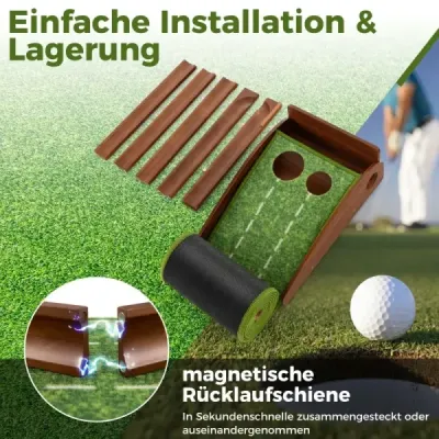 Golf Putting Mat se 2 jamkami a 3 golfovými míčky a umělým trávníkem Golf Mat Putting Trainer Green