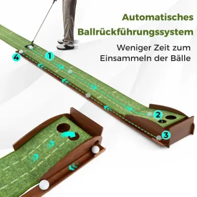 Golf Putting Mat se 2 jamkami a 3 golfovými míčky a umělým trávníkem Golf Mat Putting Trainer Green