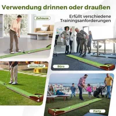 Golfová podložka s 1 jamkou a 3 golfovými míčky a umělou trávou Golfová podložka Putting Trainer Green