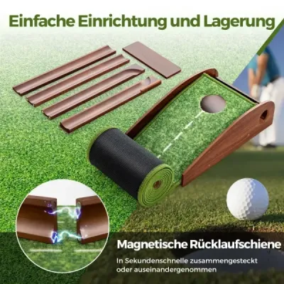 Golfová podložka s 1 jamkou a 3 golfovými míčky a umělou trávou Golfová podložka Putting Trainer Green
