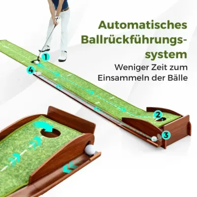 Golfová podložka s 1 jamkou a 3 golfovými míčky a umělou trávou Golfová podložka Putting Trainer Green