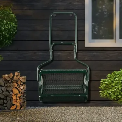 68 cm široký rozmetač kompostu s vylepšenými bočními tyčemi a rukojetí ve tvaru U zelený