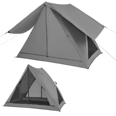 Pop Up stan pro 2-3 osoby 360° jednostranný průhledný rodinný stan 225 x 145 x 161 cm Šedá