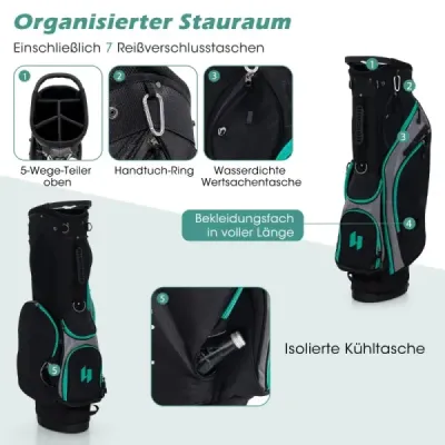 Pánská sada golfových holí 11-dílná sada golfových holí pro praváky s krytem proti dešti zelená