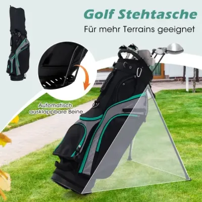 Pánská sada golfových holí 11-dílná sada golfových holí pro praváky s krytem proti dešti zelená
