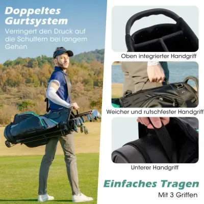 Pánská sada golfových holí 11-dílná sada golfových holí pro praváky s krytem proti dešti zelená