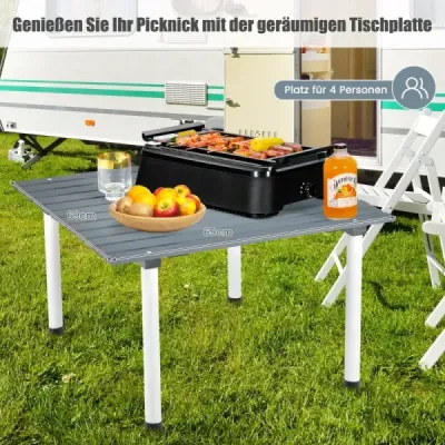 Skládací kempinkový stůl s taškou na plážové pikniky a rybářské výlety šedý