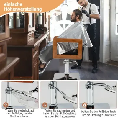Hydraulické kadeřnické křeslo Salonní křeslo pro kadeřníky s 360-stupňovým otáčením 87 x 60 x 95-110 cm černé