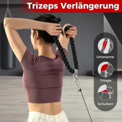 Tricep Cable Pull Down Press 3 Piece Příslušenství pro stroje s hmotností s Tricep Rope