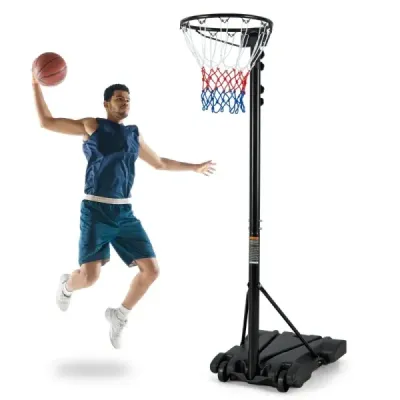 Basketbalový koš venkovní přenosný basketbalový stojan 260-305cm výškově nastavitelný černý