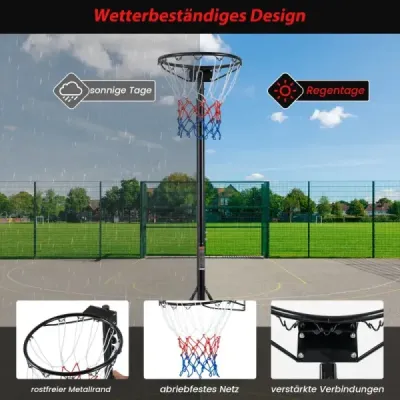Basketbalový koš venkovní přenosný basketbalový stojan 260-305cm výškově nastavitelný černý