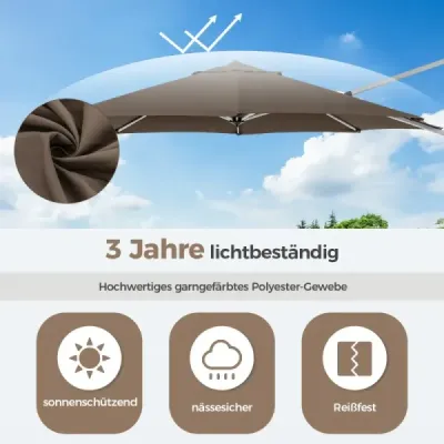 ?330 cm slunečník s klikou & UPF 50+ & 360° otočný konzolový slunečník zahradní slunečník červený