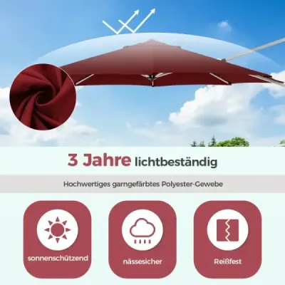 ?330 cm slunečník s klikou & UPF 50+ & 360° otočný konzolový slunečník zahradní slunečník červený
