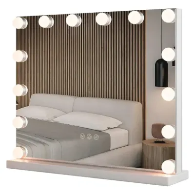 Hollywoodské zrcadlo s osvětlením Stolní zrcadlo se 14 stmívatelnými LED světly a 3 barvami světla 50 x 12 x 43 cm