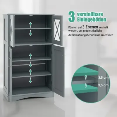WC skříňka do koupelny Skříňka na prádlo s dvířky 60 x 30 x 108 cm Šedá