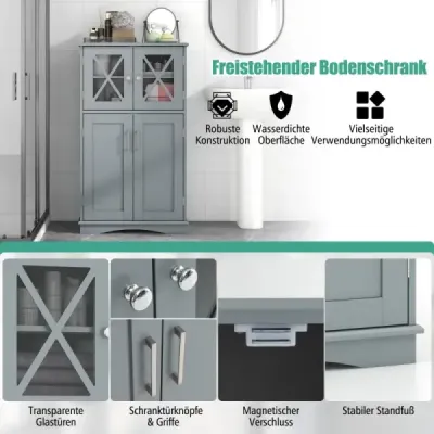 WC skříňka do koupelny Skříňka na prádlo s dvířky 60 x 30 x 108 cm Šedá