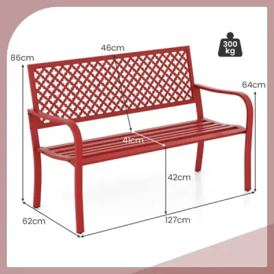 Zahradní lavička kovová lavička odolná vůči povětrnostním vlivům pro 2-3 osoby parková lavička s opěradlem  127 x 62 x 86 cm
