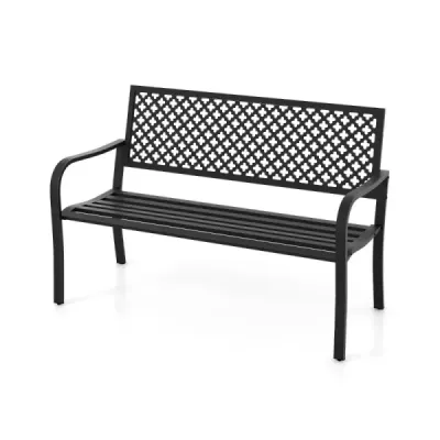 Zahradní lavička kovová lavička odolná vůči povětrnostním vlivům pro 2-3 osoby parková lavička 127 x 62 x 86 cm černá