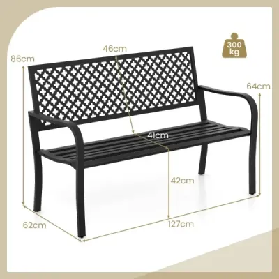 Zahradní lavička kovová lavička odolná vůči povětrnostním vlivům pro 2-3 osoby parková lavička 127 x 62 x 86 cm černá