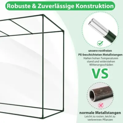 Skleník s rolovacími dveřmi a 2 okny ze síťoviny Fóliový skleník 200 x 77 x 169 cm Zelený