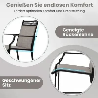 Sada 2 zahradních židlí s rychleschnoucí tkaninou Vysoké židle na terasu Balkónové židle - červené