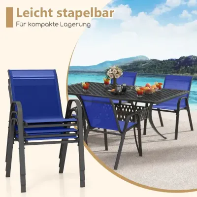 Sada 2 stohovatelných zahradních židlí Stohovatelné židle z textilenu a kovového rámu 56 x 70 x 84 cm černá