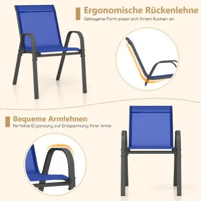 Sada 2 stohovatelných zahradních židlí Stohovatelné židle z textilenu a kovového rámu 56 x 70 x 84 cm černá