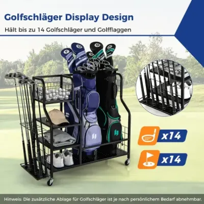 Organizér na golfové hole 4 v 1 s háčkem a košíkem Organizér na golfové hole s kolečky