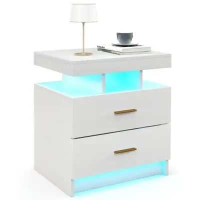 Noční stolek s LED osvětlením Noční stolek se 2 zásuvkami 50 x 40 x 58 cm černý