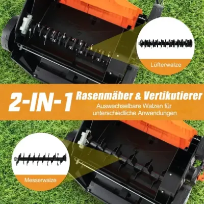 41 cm Elektrický vertikutátor a provzdušňovač trávníku 15A 2 v 1 s 3-polohovým nastavením výšky zelený
