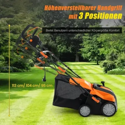41 cm Elektrický vertikutátor a provzdušňovač trávníku 15A 2 v 1 s 3-polohovým nastavením výšky zelený
