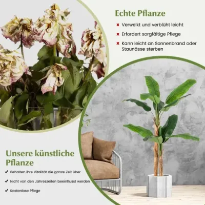 Umělý banánovník Banánovník s 10 listy a přírodním kmenem Zelená 165 cm