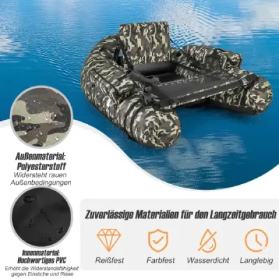 Nafukovací člun s rybářským pravítkem a držákem na udice a pádlem Rybářský člun Camouflage