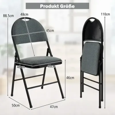 4 skládací židle přenosné kovové židle s čalouněným sedadlem čalouněné židle pro domácnost šedé