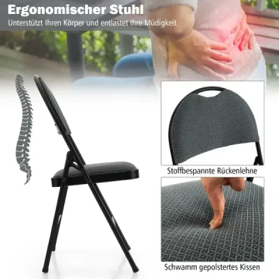 4 skládací židle přenosné kovové židle s čalouněným sedadlem čalouněné židle pro domácnost šedé