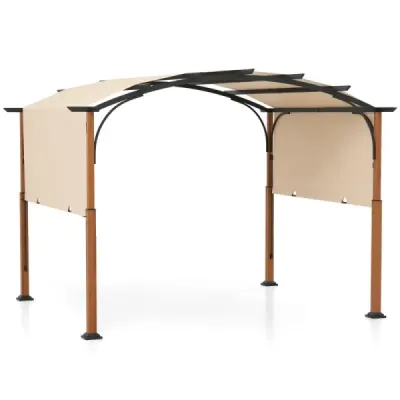 Pergola 3,6 x 3 m se zatahovací střechou Vodotěsný robustní zimní pavilon béžová