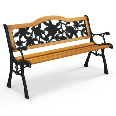 Zahradní lavice odolná vůči povětrnostním vlivům 2-místná balkonová lavice dřevěná lavice 126 x 52 x 76 cm