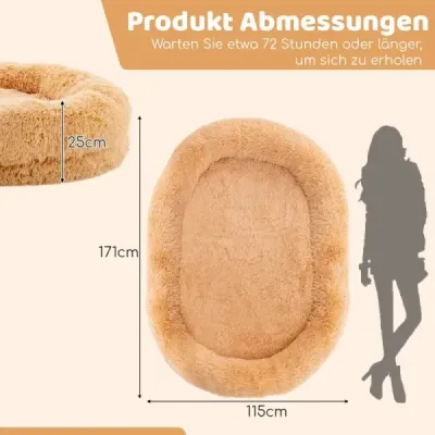 Chlupatý pelíšek pro lidi a psy s pratelnou dekou pro psa 171 x 115 cm Šedá