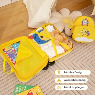 2-dílný dětský kufr + batoh 47 cm dlouhý kufr na kolečkách a 30 cm široký batoh 12"+18" astronauti