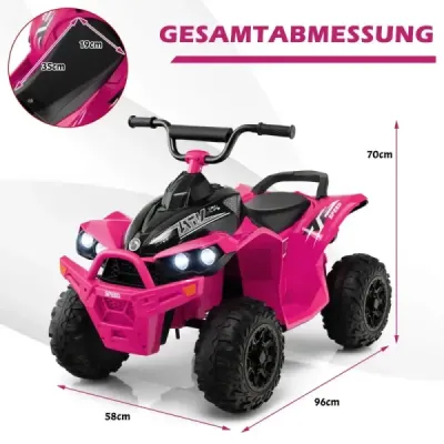 Elektrická dětská čtyřkolka 12V s rychlostí 2,2/4,3 KM/H & Klakson, hudba & LED světla elektrická quad zelená