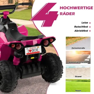 Elektrická dětská čtyřkolka 12V s rychlostí 2,2/4,3 KM/H & Klakson, hudba & LED světla elektrická quad zelená