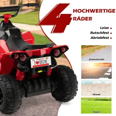 Elektrická dětská čtyřkolka 12V s rychlostí 2,2/4,3 KM/H & Klakson, hudba & LED světla elektrická quad zelená