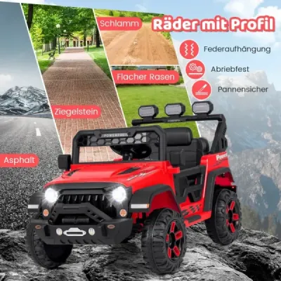 Dětské elektrické autíčko s 2,4G dálkovým ovládáním & USB & Light & Music 12V Dětské auto Jeep Car červené