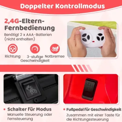 Dětské elektrické autíčko s 2,4G dálkovým ovládáním & USB & Light & Music 12V Dětské auto Jeep Car červené