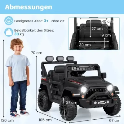 Dětské elektrické autíčko s 2,4G dálkovým ovládáním & USB & Light & Music 12V Dětské auto Jeep Car červené